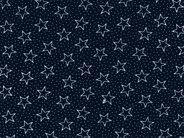 45" wide White on Navy Star with dots Print 100% Cotton Fabric, Santee Print Works, Sold by the Yard