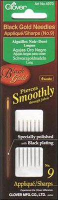 Clover Black Gold Applique Needles Size 9