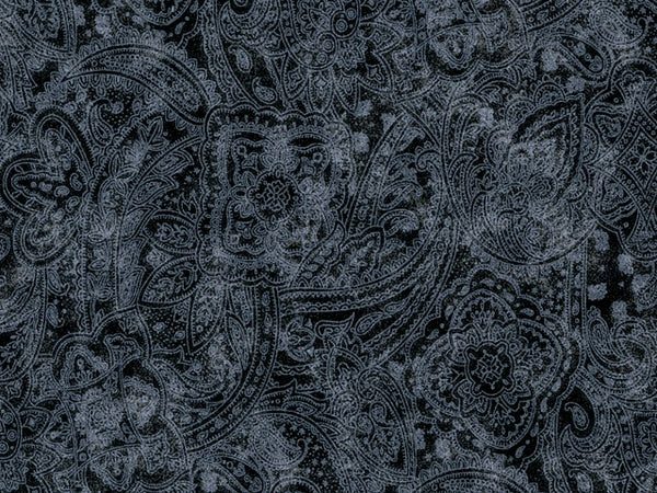 108" Wide 100% Cotton Dark Gray Grey Paisley Quilt Backing by Choice Fabrics