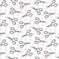45" wide Evergreen Love You Sew, Tossed Scissors, 100% Cotton Fabric, Studio E Prints, Sold by the Yard