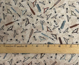 Sewing Notions on beige, Sew Sew Sew It, Blank Quilting by Stof Fabrics, Sold by the Yard