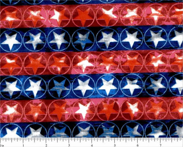 Blurry Stars in Circles, Patriotic Fabric, 100% Cotton Fabric, Santee Print Works, Sold by the Yard