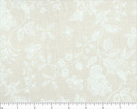 108" Wide 100% Cotton White on Natural Floral with Butterflies Quilt Backing