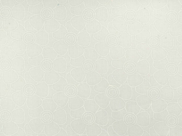 108" Wide 100% Cotton White on White Mod Flowers Pattern Quilt Backing