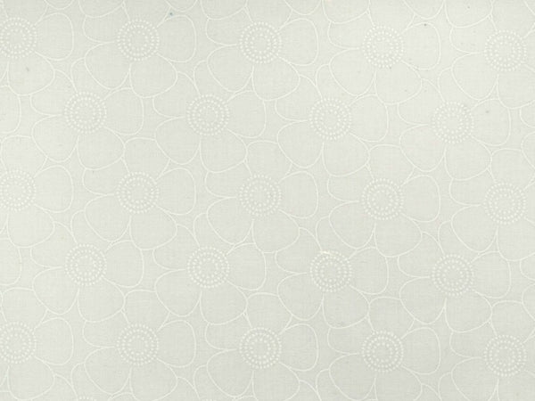108" Wide 100% Cotton White on White Mod Flowers Pattern Quilt Backing