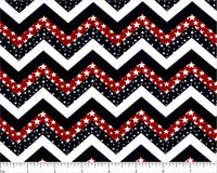 Patriotic Chevron Print 100% Cotton Fabric, Santee Print Works, Sold by the Yard