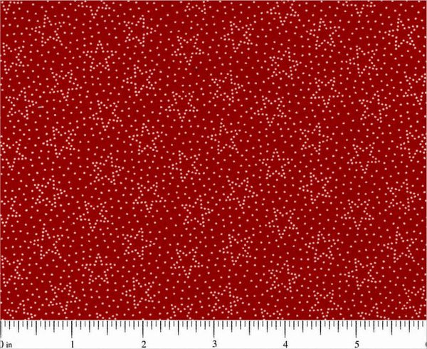 45" wide Red Dotty Stars, 100% Cotton Fabric, Santee Print Works, Sold by the Yard