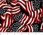 45" wide Patriotic Waving Flags Print 100% Cotton Fabric, Santee Print Works, Sold by the Yard